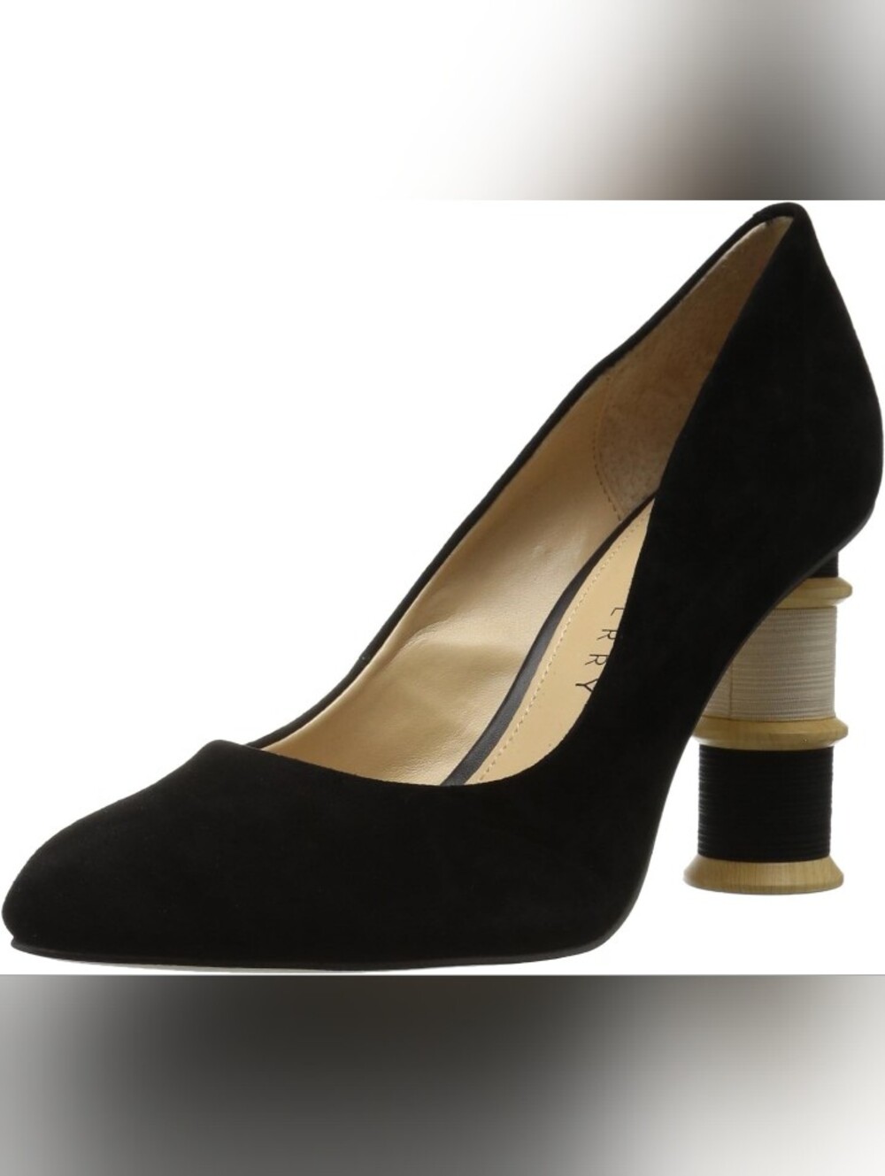 The Tashia pumps from Katy Perry Black Suede Round-Toe Pump Stacked Heel SHOES